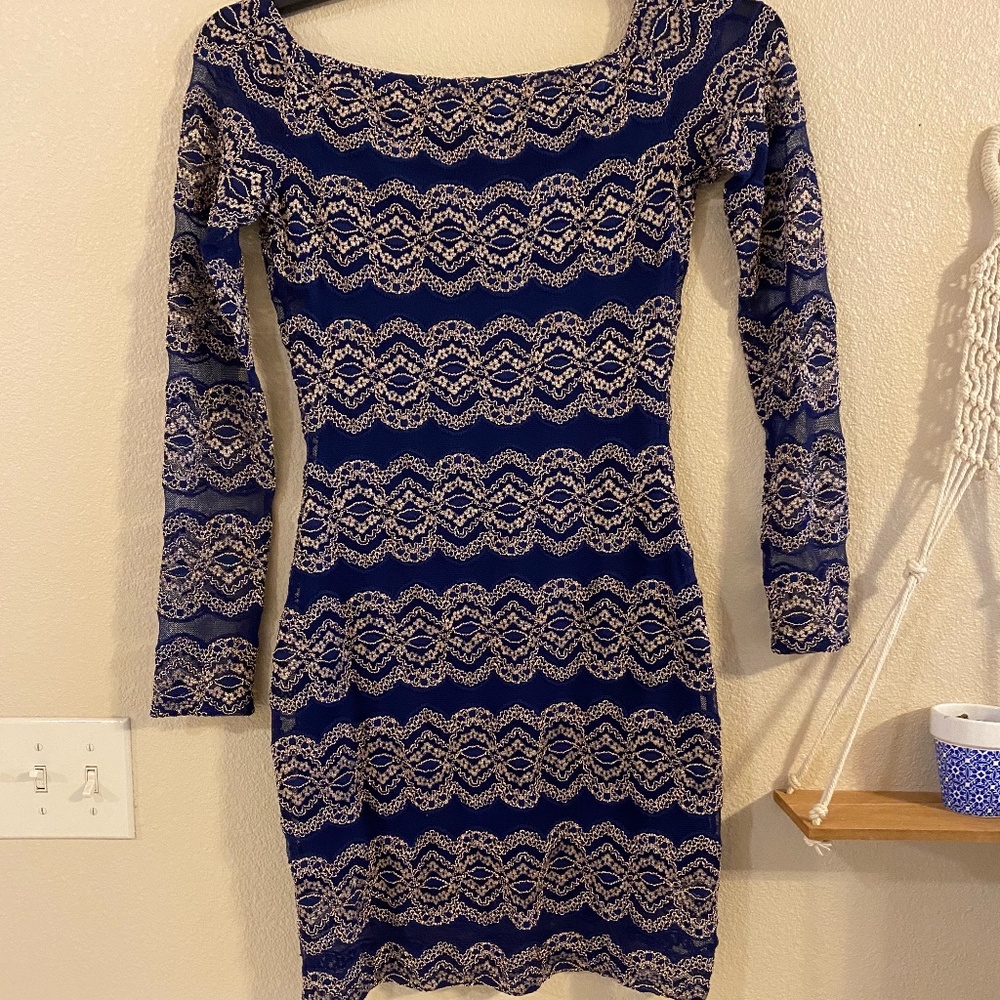 Royal Blue and Gold Formal Dress
